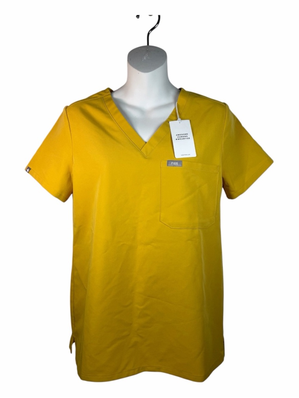 FIGS Gold Catarina Scrub Top XS Women Nursing Uniform One-Pocket V-Neck Yellow